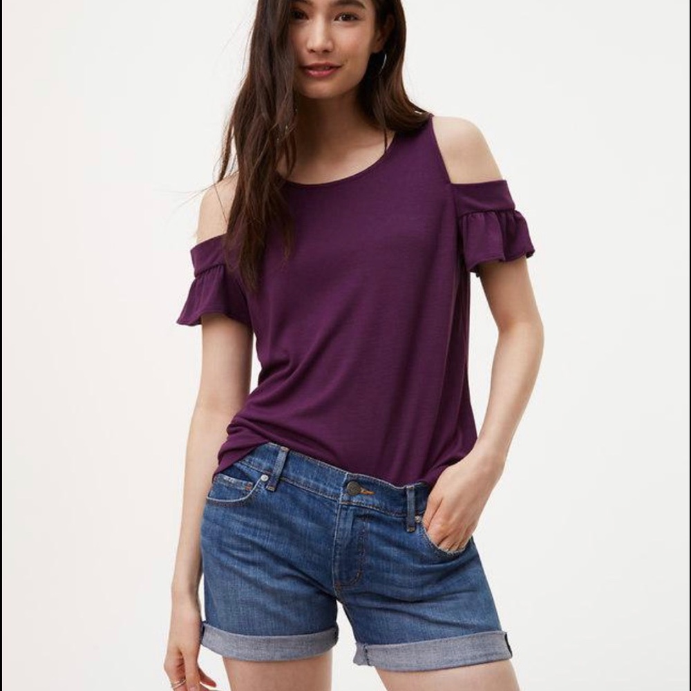 Loft beautiful plum cold shoulder top